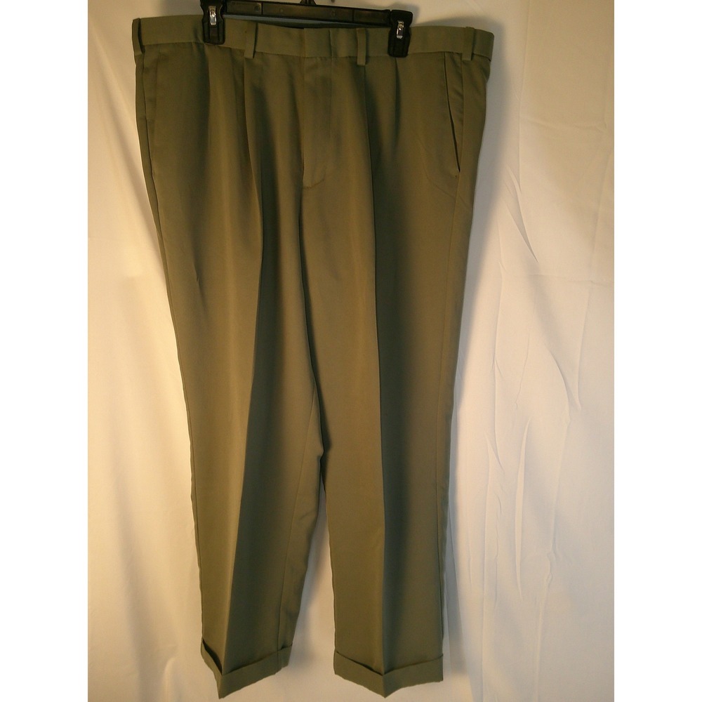 Dockers‎ Golf Mens Pants Khaki Microfiber Polyester Flat Front Cuffed W40 L29